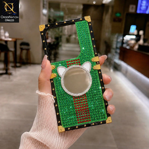 Infinix Hot 40 Cover -  Green - New Glamorous Bling Phone Cover with Crystal Animal Design Ring Holder