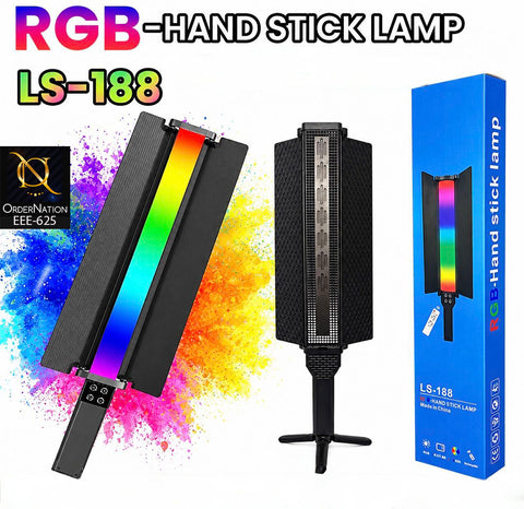 LS-188 25W Rechargeable RGB LED Video Light Stick with Remote Control & Removable Barn Doors for Photography, Vlogging & Live Streaming