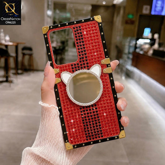 Vivo Y02 Cover -  Red - New Glamorous Bling Phone Cover with Crystal Animal Design Ring Holder