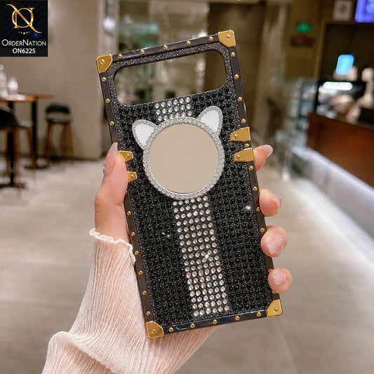 Infinix Smart 10 Plus Cover -  Black - New Glamorous Bling Phone Cover with Crystal Animal Design Ring Holder