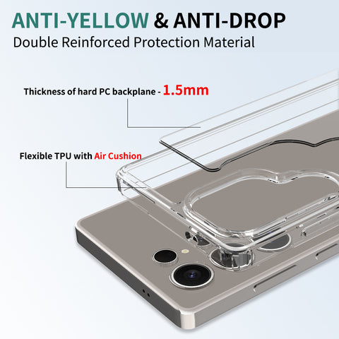 Samsung Galaxy S25 Ultra Cover - Transparent - ONation Crystal Series - Premium Quality Clear Case No Yellowing Back With Smart Shockproof Cushions