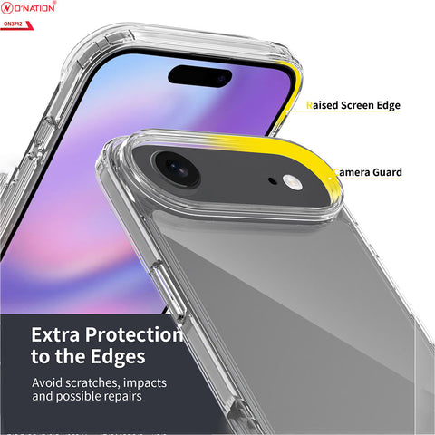iPhone 17 Air Cover - Transparent - ONation Crystal Series - Premium Quality Clear Case No Yellowing Back With Smart Shockproof Cushions