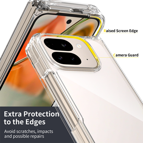 Google Pixel 10 Pro Fold Cover - Transparent - ONation Crystal Series - Premium Quality Clear Case No Yellowing Back With Smart Shockproof Cushions