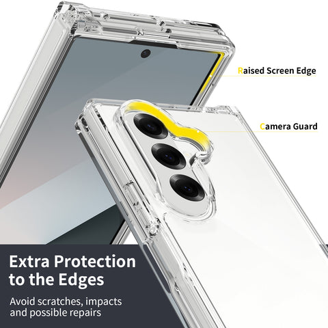 Samsung Galaxy Z Fold 7 Cover - Transparent - ONation Crystal Series - Premium Quality Clear Case No Yellowing Back With Smart Shockproof Cushions