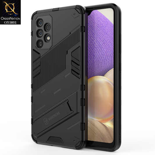 Samsung Galaxy A32 Cover - Black - New Ultra Punk TPU Shockproof Phone Case with Kickstand And Camera Protection