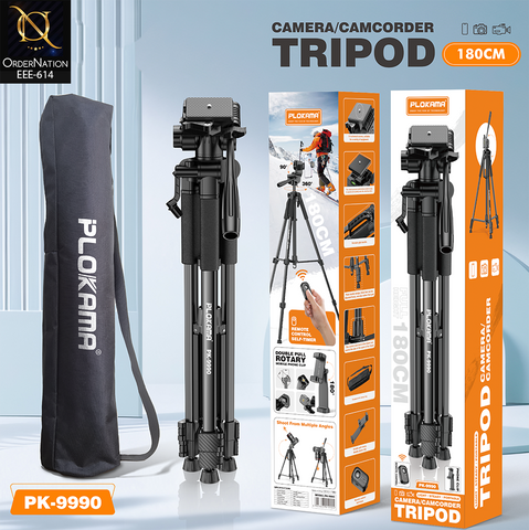 PLOKAMA PK-9990 180cm (71-Inch) Camera Tripod with 360° Head, Phone Holder & Remote Control