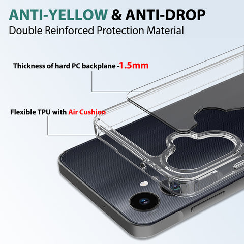 Samsung Galaxy A06 Cover - Transparent - ONation Crystal Series - Premium Quality Clear Case No Yellowing Back With Smart Shockproof Cushions