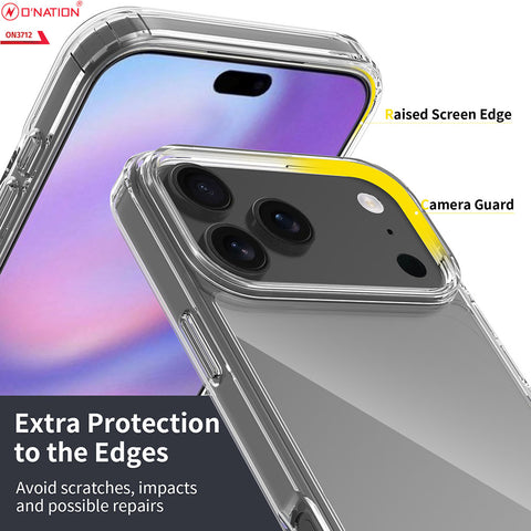 iPhone 17 Pro Max Cover - Transparent - ONation Crystal Series - Premium Quality Clear Case No Yellowing Back With Smart Shockproof Cushions