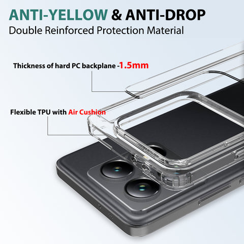 Xiaomi 14T Pro Cover - Transparent - ONation Crystal Series - Premium Quality Clear Case No Yellowing Back With Smart Shockproof Cushions