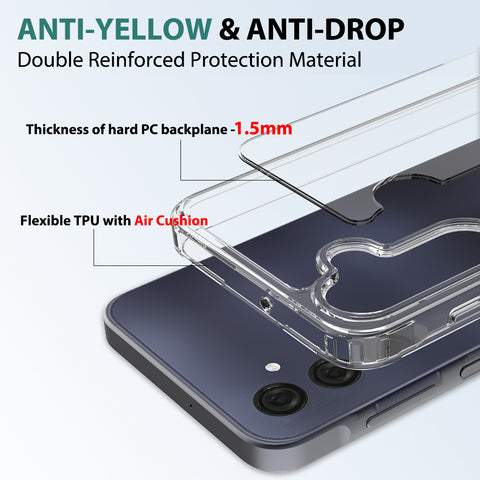 Samsung Galaxy A16 5G Cover - Transparent - ONation Crystal Series - Premium Quality Clear Case No Yellowing Back With Smart Shockproof Cushions