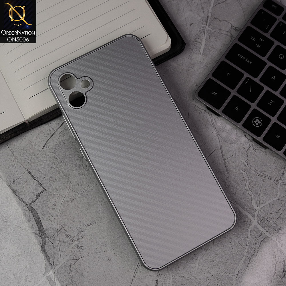 Samsung Galaxy M04 4G Cover - Silver -  Carbon Fiber Anti-explosion Camera Protection Cover