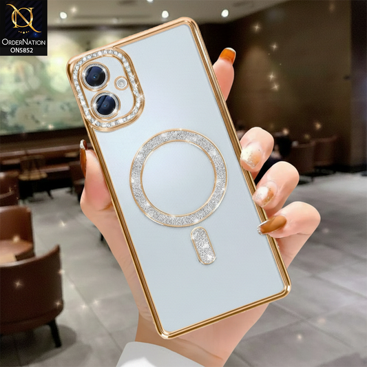 Samsung Galaxy A06 Cover - Golden - New Prime Opulent Luxurious Rhinestones Clear Case With MagSafe And Camera Protection