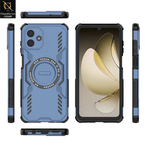 Samsung Galaxy F07 Cover - Blue - New Cooling Non-Slip Shockproof Magsafe Full Coverage Back Cover