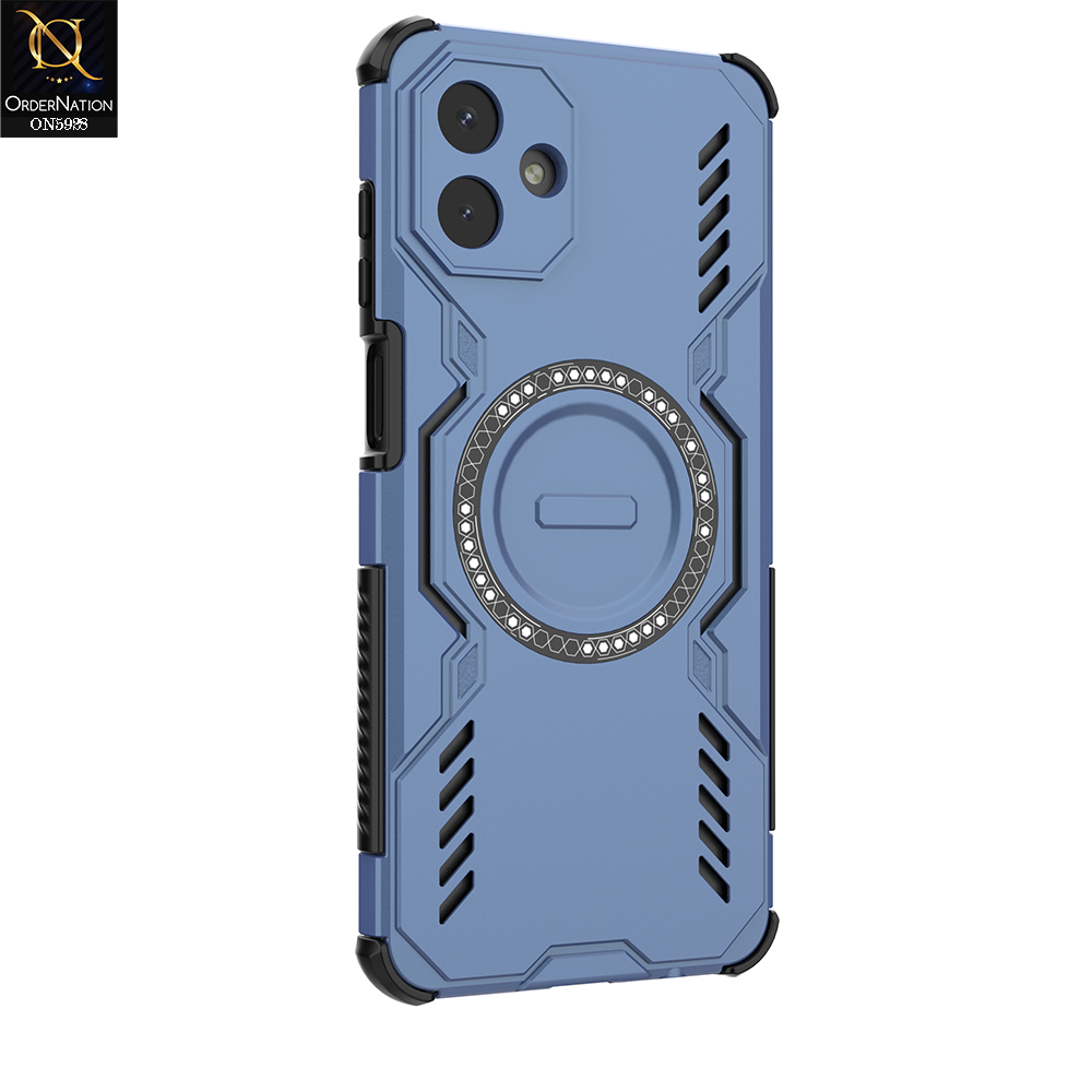 Samsung Galaxy F07 Cover - Blue - New Cooling Non-Slip Shockproof Magsafe Full Coverage Back Cover