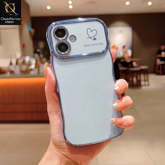 Samsung Galaxy A07 4G Cover - Blue - Luxury Electroplated Heart Design Glossy Shockproof Phone Case with Camera Lens Protection
