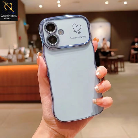 Samsung Galaxy A07 4G Cover - Blue - Luxury Electroplated Heart Design Glossy Shockproof Phone Case with Camera Lens Protection
