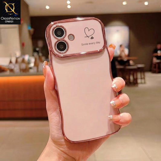 Samsung Galaxy A07 4G Cover - Light Pink - Luxury Electroplated Heart Design Glossy Shockproof Phone Case with Camera Lens Protection