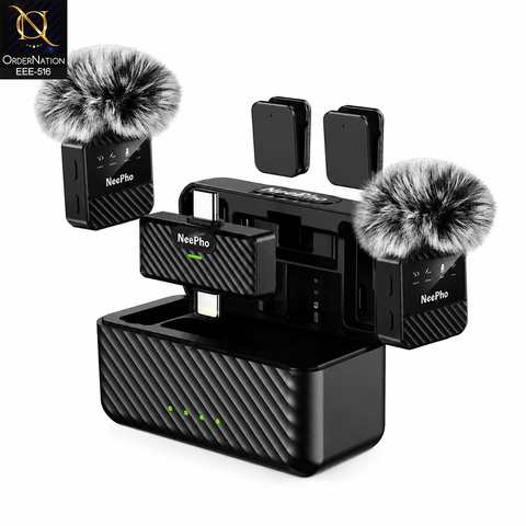 NeePho NP-65 Wireless Lavalier Microphone Kit - IOS & Android - with Active Noise Cancellation
