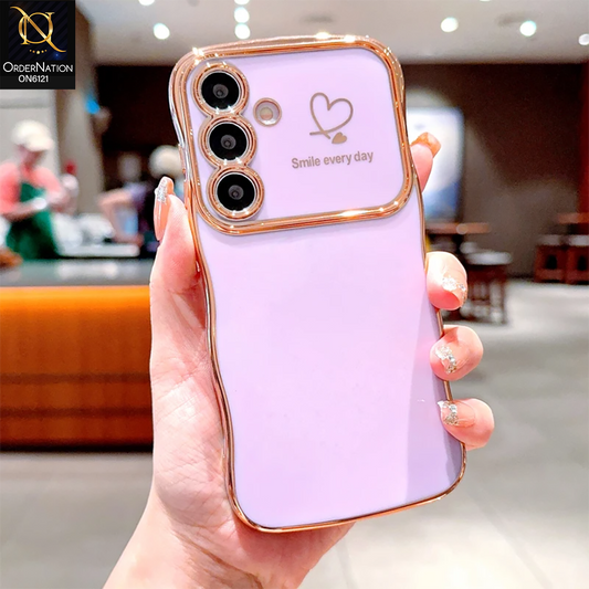 Samsung Galaxy A55 Cover - Purple - Luxury Electroplated Heart Design Glossy Shockproof Phone Case with Camera Lens Protection
