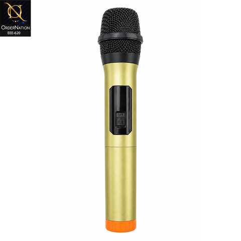LT105 UHF Wireless Handheld Microphone – Gold Edition, 50M Range, Rechargeable Receiver, 6.35mm Jack for Speakers, Karaoke & Events