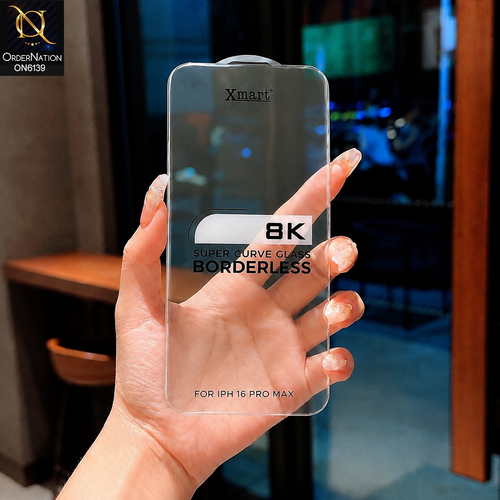iPhone 16 Pro Max Protector - Transparent - Xmart 8K Tempered Glass Anti Static Screen Protector With Curved Clear Screen Film