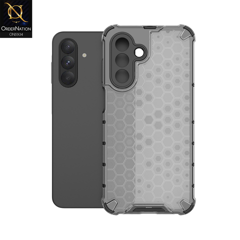 Samsung Galaxy F17 Cover - Black - Airbag Shockproof Hybrid Honeycomb Transparent Case