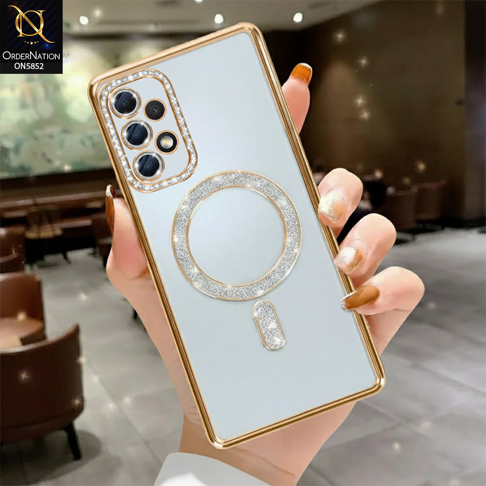 Samsung Galaxy A32 Cover - Golden - New Prime Opulent Luxurious Rhinestones Clear Case With MagSafe And Camera Protection