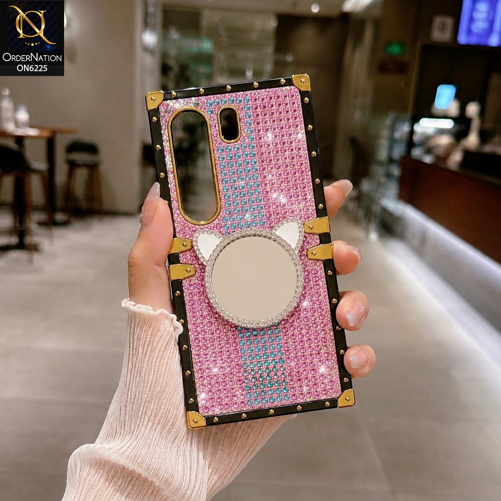 Tecno Camon 40 Pro Cover - Pink - New Glamorous Bling Phone Cover with Crystal Animal Design Ring Holder