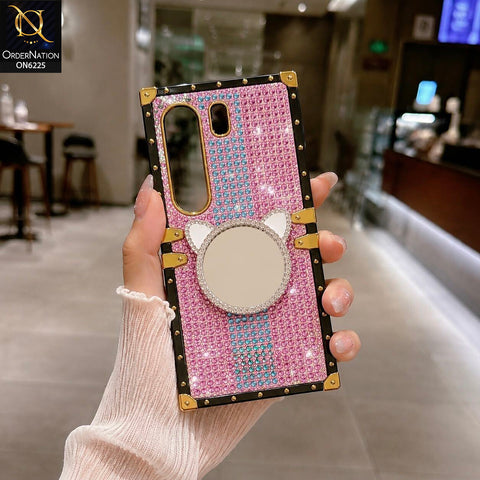 Tecno Camon 40 Pro Cover - Pink - New Glamorous Bling Phone Cover with Crystal Animal Design Ring Holder