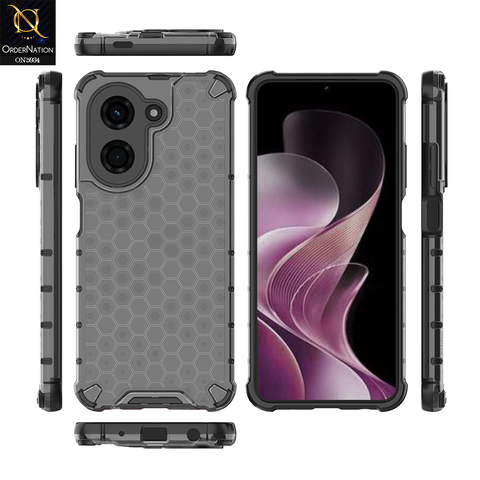 Xiaomi Poco C71 4G Cover - Black - Airbag Shockproof Hybrid Honeycomb Transparent Case