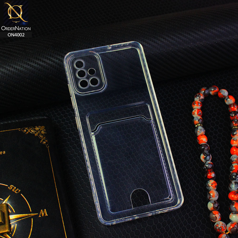 Samsung Galaxy A51 Cover - Transparent - Soft 4D Design Smart Pocket Card Holder Transparent Clear Soft Case