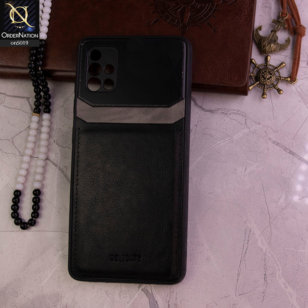 Samsung Galaxy A51 Cover - Black -  Soft Frame Protection Luxury Back Leather Case Back Cover Silicone Shockproof Silm Cover