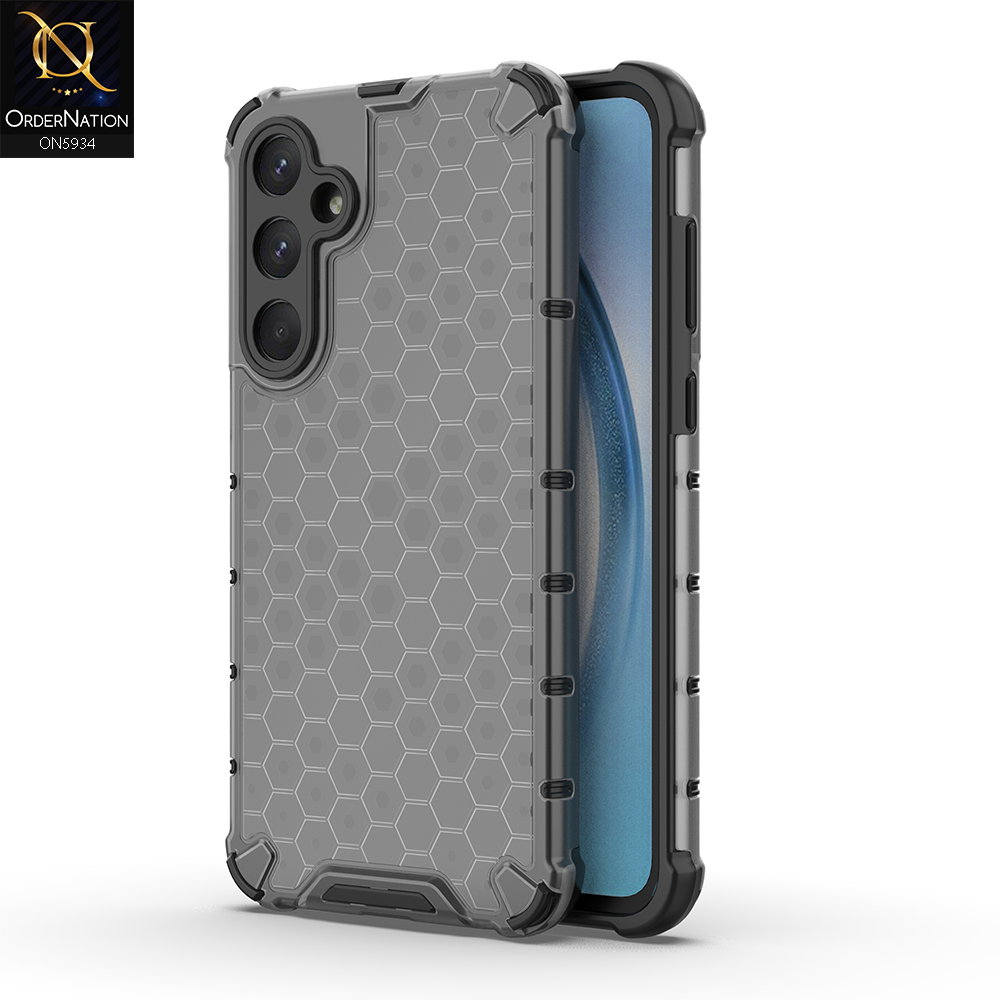 Samsung Galaxy A35 Cover - Black - Airbag Shockproof Hybrid Honeycomb Transparent Case