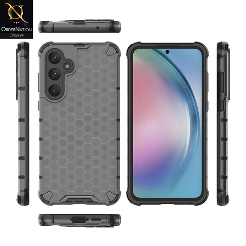 Samsung Galaxy A35 Cover - Black - Airbag Shockproof Hybrid Honeycomb Transparent Case