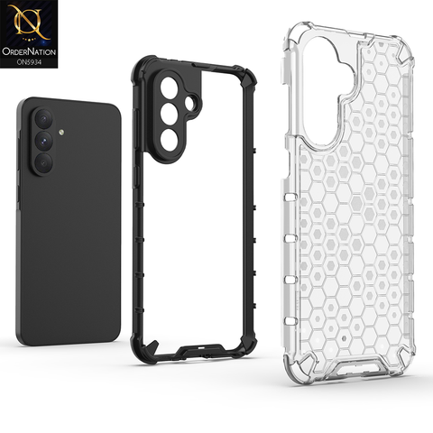Samsung Galaxy A56 Cover - Black - Airbag Shockproof Hybrid Honeycomb Transparent Case