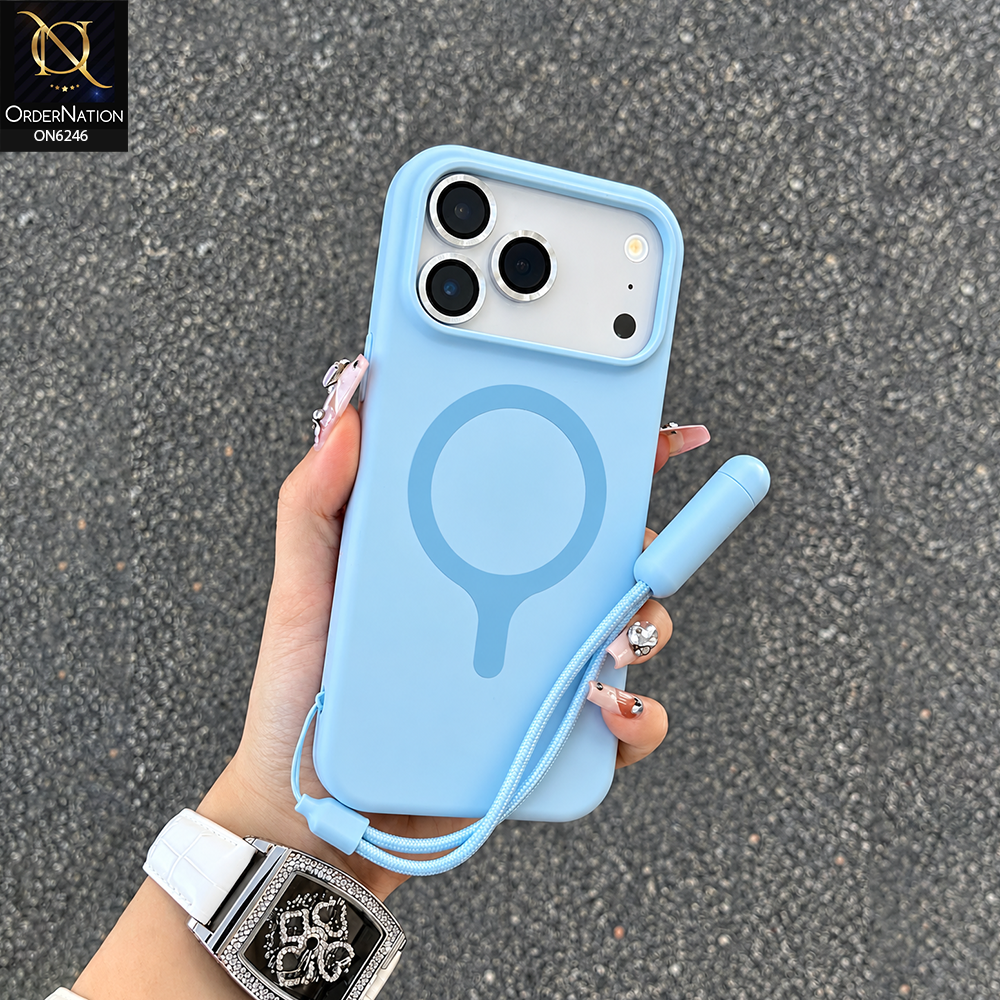 iPhone 18 Pro Max Cover - Sky Blue - Premium Protective Phone Case with Raised Camera Protection, Shockproof Bumper & Adjustable Wrist Strap