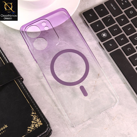 Oppo A5x 4G Cover - Purple - New Gradient Crystal Clear MagSafe Phone Case – Luxury Semi-Transparent Cover