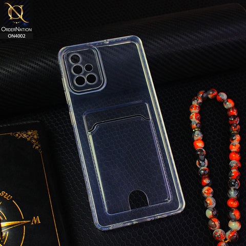 Samsung Galaxy A71 Cover - Transparent - Soft 4D Design Smart Pocket Card Holder Transparent Clear Soft Case