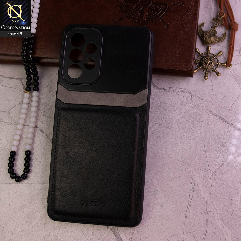 Samsung Galaxy A73 5G Cover - Black -  Soft Frame Protection Luxury Back Leather Case Back Cover Silicone Shockproof Silm Cover