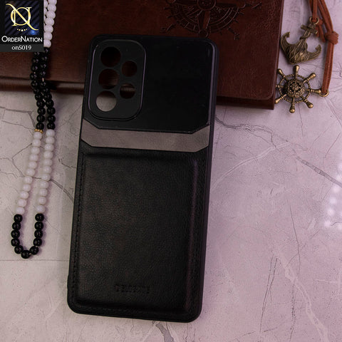 Samsung Galaxy A73 5G Cover - Black -  Soft Frame Protection Luxury Back Leather Case Back Cover Silicone Shockproof Silm Cover