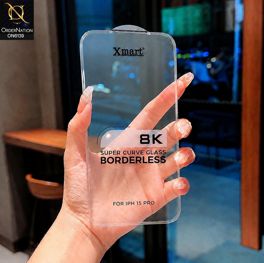 iPhone 15 Pro Protector - Transparent - Xmart 8K Tempered Glass Anti Static Screen Protector With Curved Clear Screen Film