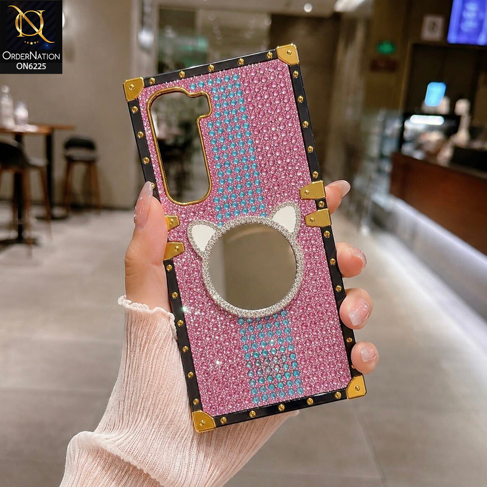 Infinix Hot 60 Pro Cover -  Pink - New Glamorous Bling Phone Cover with Crystal Animal Design Ring Holder