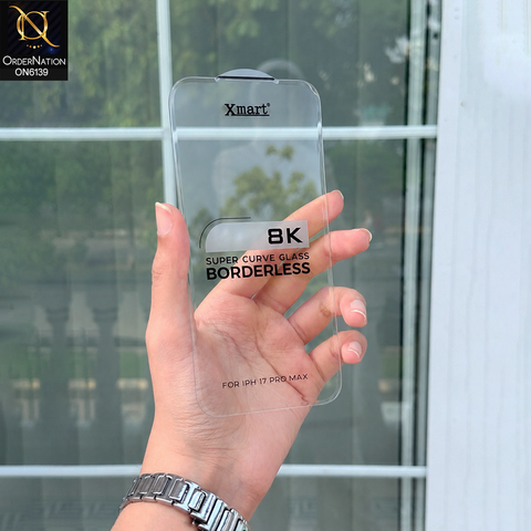 iPhone 17 Pro Max Protector - Transparent - Xmart 8K Tempered Glass Anti Static Screen Protector With Curved Clear Screen Film