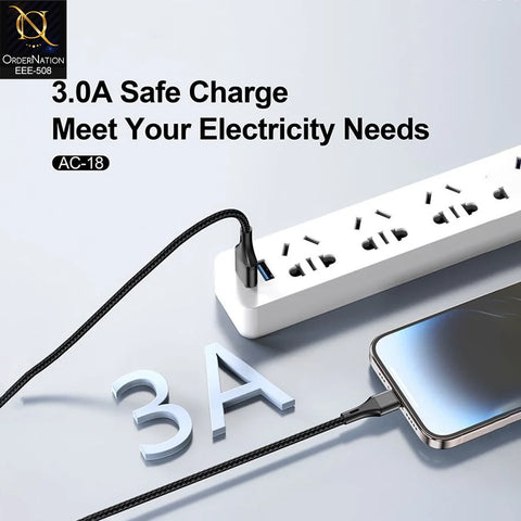 ASPOR AC-18 3A Fast Charging Cable | Braided USB-A to USB-C Cable⁠