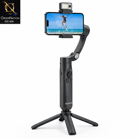 PLOKAMA Gimbal-X5 Pro 3-Axis Phone Gimbal with Face Tracking, Gesture Control, 4K Support & 2200mAh Battery