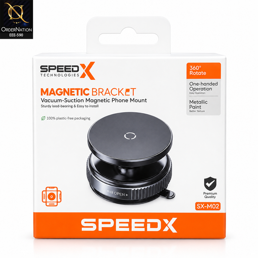 SpeedX SX-M02 Magnetic Car Phone Holder – 360° Rotatable Vacuum Suction Mount, Universal Mobile Stand for Dashboard & Smooth Surfaces