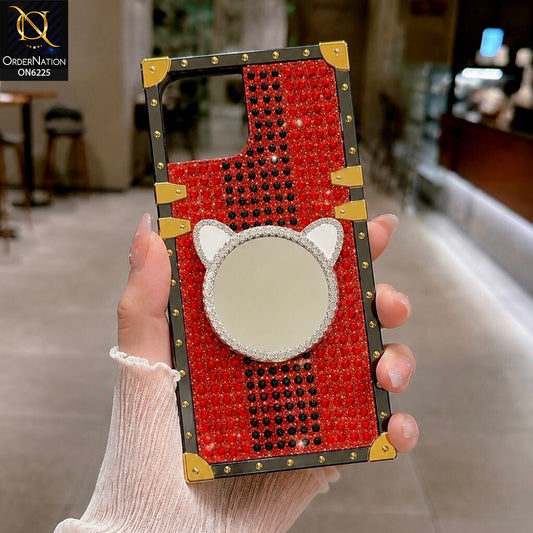 iPhone 15 Cover -  Red - New Glamorous Bling Phone Cover with Crystal Animal Design Ring Holder