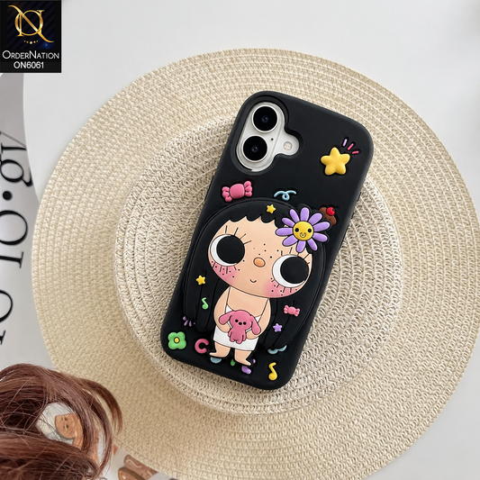 iPhone 16 Cover - Black - Kawaii Cute Girl Phone Case for iPhone 16