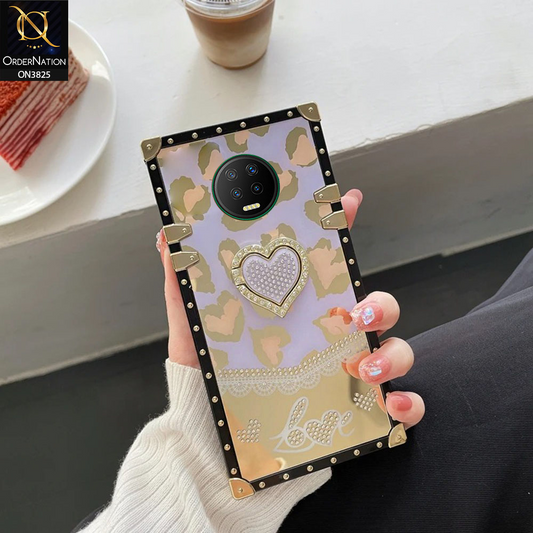 Infinix Note 7 Cover - Design3 - Heart Bling Diamond Glitter Soft TPU Trunk Case With Ring Holder