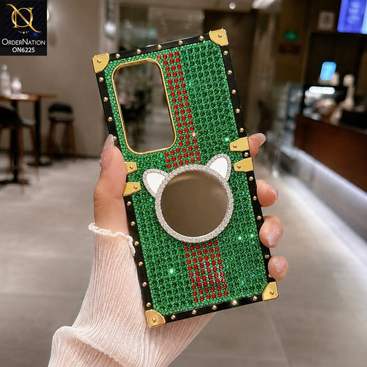 Tecno Spark 40 Pro Plus Cover -  Green - New Glamorous Bling Phone Cover with Crystal Animal Design Ring Holder